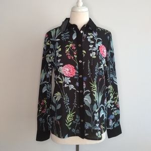Black Floral Button Down Shirt Size S